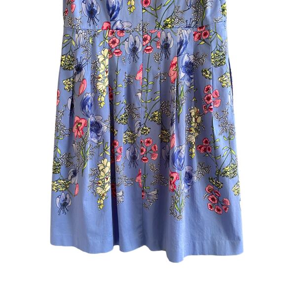 TALBOTS 6P Dress Floral Scalloped Neckline Blue Fit and Flare - Picture 8 of 15